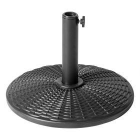 Round Plastic Umbrella Base Heavy Duty Black Outdoor Patio Garden Deck Lawn Poolside Stability Durable Weatherproof Lightweight Sturdy Simple Ass