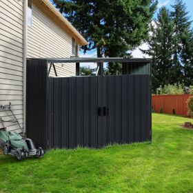 Garbage Bin Shed Stores 2 Trash Cans Metal Outdoor Bin Shed for Garbage Storage,Stainless Galvanized Steel, Bin Shed for Garden Yard Lawn (Color: as Pic)