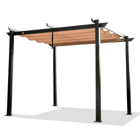 Outdoor Retractable Pergola with Weather-Resistant Canopy Aluminum Garden Pergola Patio Grill Gazebo for Courtyard (Color: as Pic)