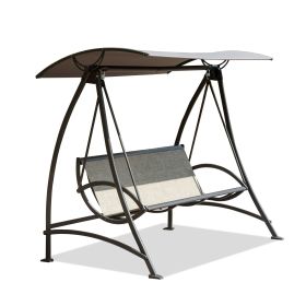 3-Seat Patio Swing Chair, Outdoor Porch Swing with Adjustable Canopy and Durable Steel Frame, Patio Swing Glider for Garden, Deck, Porch, Backyar (Color: as Pic)