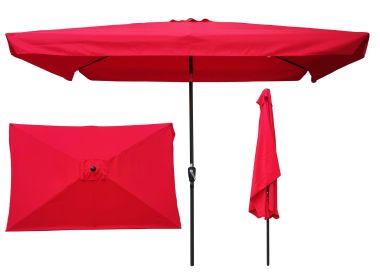 10 x 6.5ft Rectangular Patio Umbrella Outdoor Market Umbrellas with Crank and Push Button Tilt for Garden Swimming Pool Market (SKU: W65627940)