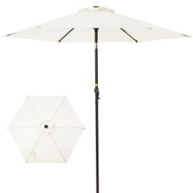 7.5FT Patio Umbrella Outdoor Table Market Umbrella with Push Button Tilt & Crank - Beige (Color: as Pic)