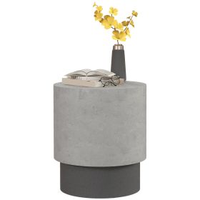 HOMCOM Concrete Finish End Table, Round Side Table with 4 Adjustable Feet, Lightweight for Indoor, Outdoor, Gray (Color: as Pic)