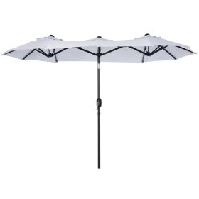 Outsunny Double-sided Patio Umbrella 9.5' Large Outdoor Market Umbrella with Push Button Tilt and Crank, 3 Air Vents and 12 Ribs, for Garden, Dec (Color: as Pic)
