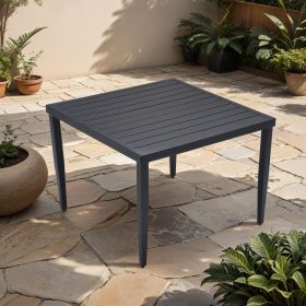 Outdoor Patio Aluminum 40"x40" Square Dining Table with Tapered Feet & Umbrella Hole, Ember Black (Color: as Pic)