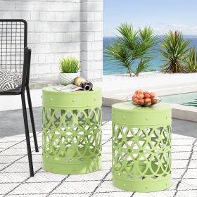 Outdoor Metal S/2 end table (Color: as Pic)