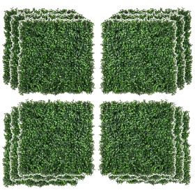 12 PCS 20" x 20" Artificial Boxwood Panels Topiary Wall Greenery Backdrop (Color: as Pic)