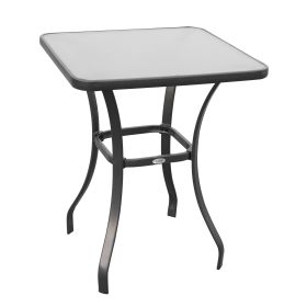 27" Square Bistro Table Garden Dining Table Outdoor Tempered Glass Table (Color: as Pic)