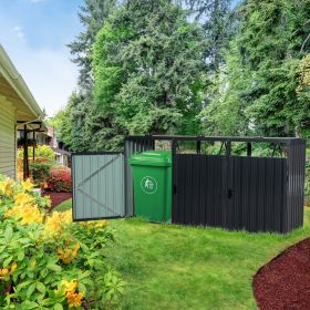 Garbage Bin Shed Stores 3 Trash Cans Metal Outdoor Bin Shed for Garbage Storage,Stainless Galvanized Steel, Bin Shed for Garden Yard Lawn W540S00 (Color: as Pic)