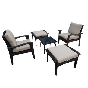 Outdoor Patio Lounge Chairs Rattan Wicker Patio Chaise Lounges Chair Patio Lounger Furniture with 5-Level Adjustable Backrest & Removable Cushion (Color: as Pic)