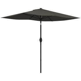 Outsunny 6.5' x 10' Rectangular Market Umbrella, Patio Outdoor Table Umbrella with Crank and Push Button Tilt, Dark Gray (Color: as Pic)