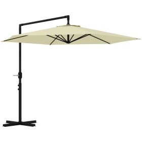 Outsunny 9.5FT Cantilever Patio Umbrella with Crank, Cross Base and Air Vent, Round Hanging Offset Umbrella, Heavy Duty Outdoor Umbrella for Gard (Color: as Pic)