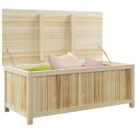 Outsunny 45.5 Gallon Outdoor Storage Box, Wooden Deck Box Garden Storage Container for Balcony, Porch, Poolside (Color: as Pic)