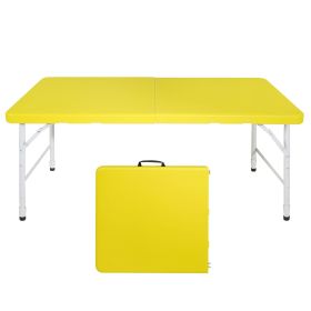 4ft Yellow Portable Folding Table Indoor&Outdoor Maximum Weight 135KG Foldable Table for Camping (Color: as Pic)