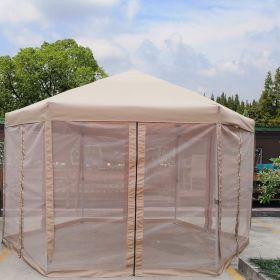 13 Ft. W x 13 Ft. D x 9.2ft Pop-Up Gazebo Tent Outdoor Canopy Hexagonal Canopies Gazebos & Pergolas 6 Sided for Patio Garden Backyard Sun Shelter (Color: as Pic)