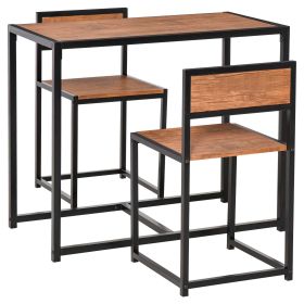 Industrial Dining Table Set For 2 Compact Kitchen Table And Chairs Rustic Brown For Small Spaces (Color: brown)